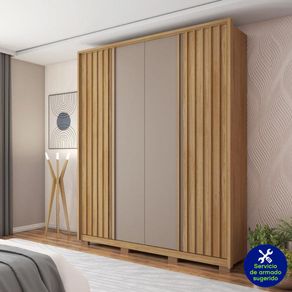 Armario Barb De Madera Café Y Gris 182x57x212 Cm - Zmobili