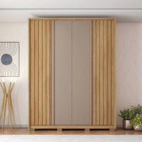 Armario Barb De Madera Café Y Gris 182x57x212 Cm - Zmobili