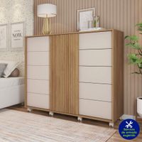 Gavetero Barb De Madera Café Y Blanco 136x45x118 Cm - Zmobili