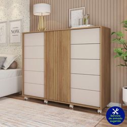 Gavetero Barb De Madera Café Y Blanco 136x45x118 Cm - Zmobili