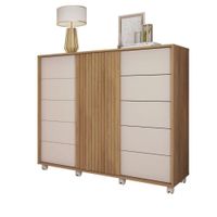 Gavetero Barb De Madera Café Y Blanco 136x45x118 Cm - Zmobili