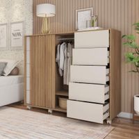 Gavetero Barb De Madera Café Y Blanco 136x45x118 Cm - Zmobili