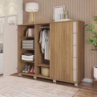 Gavetero Barb De Madera Café Y Blanco 136x45x118 Cm - Zmobili