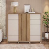 Gavetero Barb De Madera Café Y Blanco 136x45x118 Cm - Zmobili