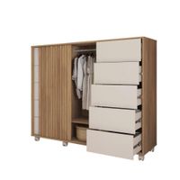 Gavetero Barb De Madera Café Y Blanco 136x45x118 Cm - Zmobili