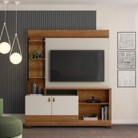 Mueble Modular Eris Café Y Blanco 160x39x187 Cm - Zmobili