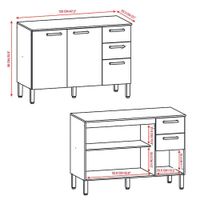 Gabinete De Cocina 8 Estantes Y 3 Gavetas Beige 260 Cm - Z
