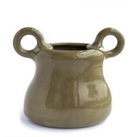 Florero Decorativo Con Argollas De Cerámica Verde - Kikotem