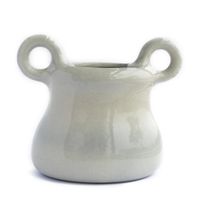 Florero Decorativo Con Argollas De Cerámica Blanco - Kikotem