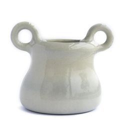 Florero Decorativo Con Argollas De Cerámica Blanco - Kikotem