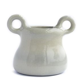 Florero Decorativo Con Argollas De Cerámica Blanco - Kikotem