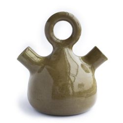 Florero Decorativo Con Argolla De Cerámica Verde - Kikotem