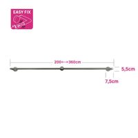 Galería De Metal Sombrío Plateada Extensible De 200 - 360 Cm - Inspire
