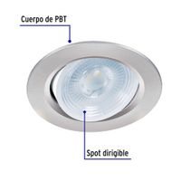Lámpara LED Dirigible Empotrable Luz De Día 5 W Cromo - Volteck