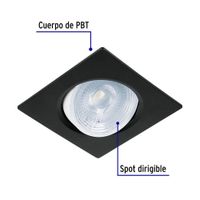 Lámpara LED Dirigible Empotrable Luz De Día 400 Lm 5 W Negra - Volteck