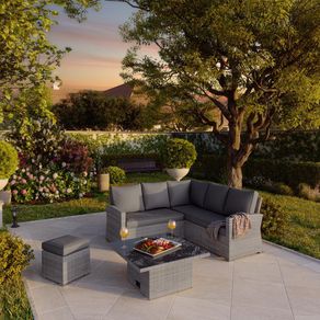 Set Esquinero Sion Mesa Altura Ajustable Gris