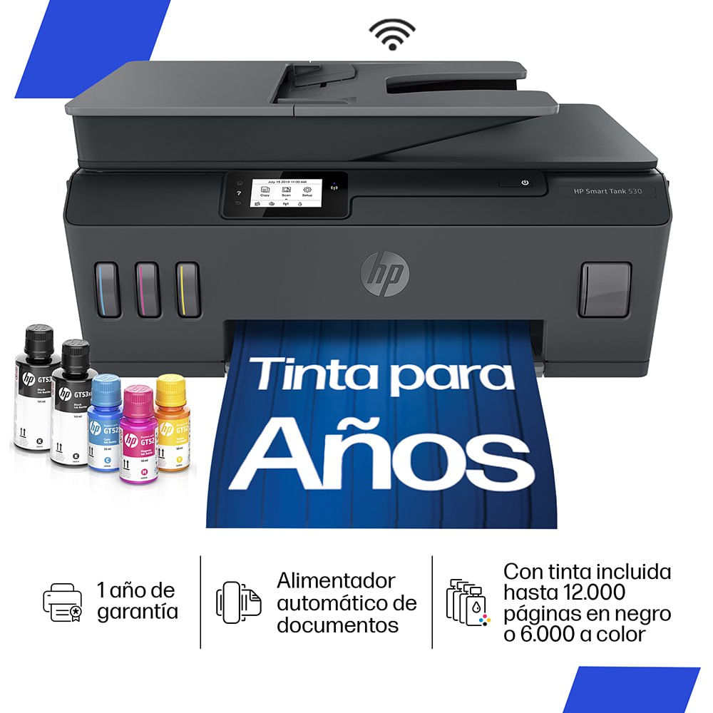 Impresora Multifuncional Smart Tank 530 Todo en Uno con Wi-Fi en Color Negro Impresora Mul…