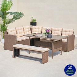 Juego De Sofás Y Mesa Tipo Ratán Para Exterior