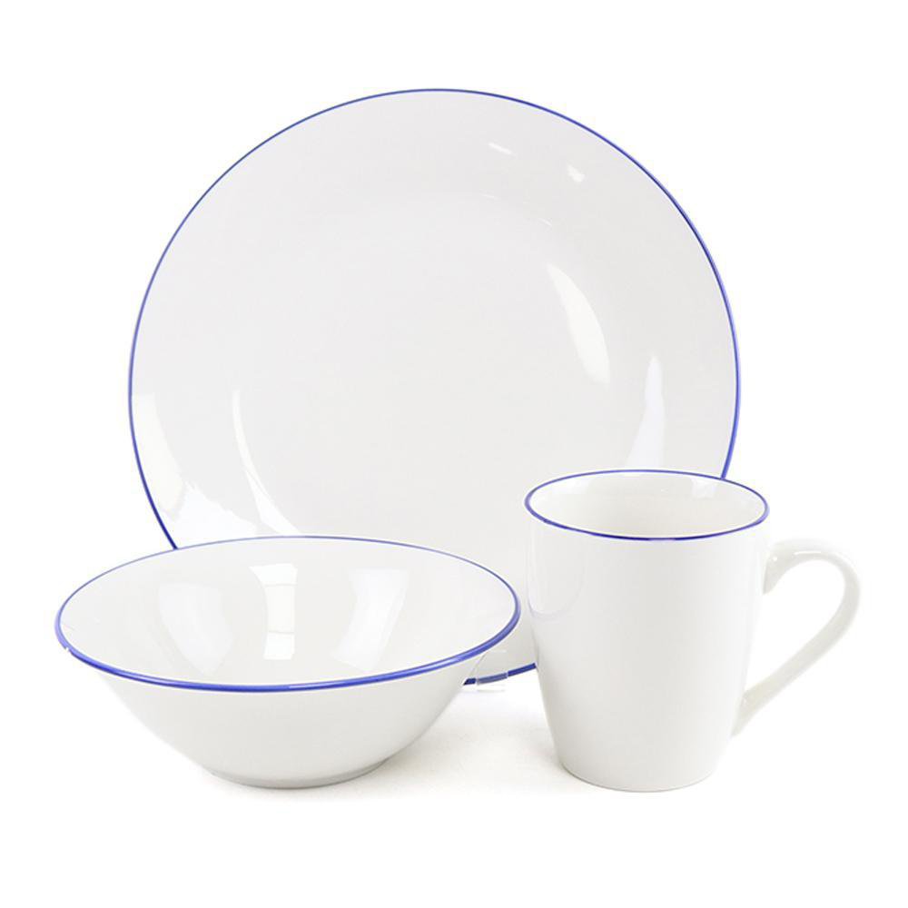 Vajilla de Porcelana 12 Piezas Borde - Varios Colores Azul