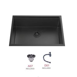 Lavatrastos 1 Fosa Negro - Prymium