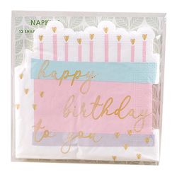 Set De Servilletas Happy Birthday 12 Pzas 33x33 Cm - Toscana