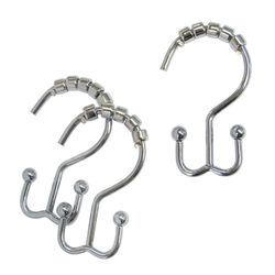 Set De 12 Ganchos Dobles De Metal Cromado Para Cortina - Viva