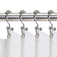 Set De 12 Ganchos Dobles De Metal Cromado Para Cortina - Viva