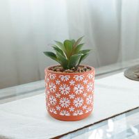 Planta Artificial Con Pote Rojo Y Flores Blancas 11 X 17 Cm - Concepts
