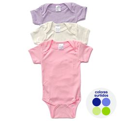 Set De 3 Bodies Manga Corta 0-3 M Colores Surtidos - Buchis