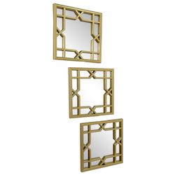 Set De Espejos Dorados 3 Pzas 25x25x1.8 Cm - Concepts