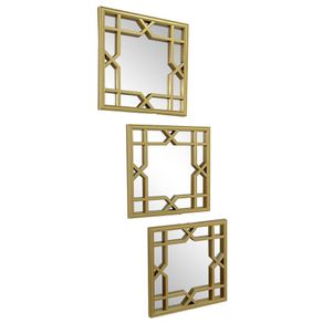 Set De Espejos Dorados 3 Pzas 25x25x1.8 Cm - Concepts