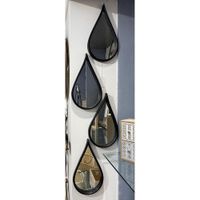 Set De Espejos Gotas Negras 4 Pzas 35x20x2.5 Cm - Concepts