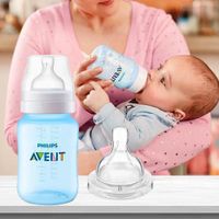 Biberón Clásico Anticólicos Celeste + Tetilla Flujo medio 260 Ml - Avent