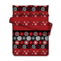 Set De Sábana Círculos Rojo Y Gris - Viva Varios Tamaños