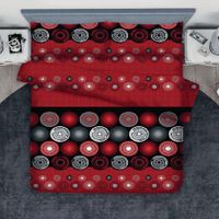 Set De Sábana Círculos Rojo Y Gris - Viva Varios Tamaños