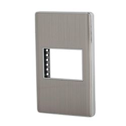 Placa Sencilla Acero Lisboa 1.5 Módulos - Volteck
