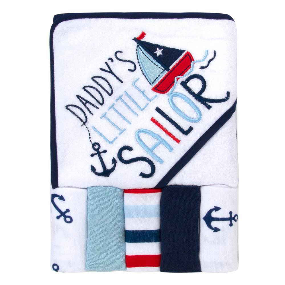 Set de Toalla y Paños para Bebé Diseño de Náutico de 6 Piezas Set De Toalla De Baño Y Paños Diseño Náutico - Baby Essentials