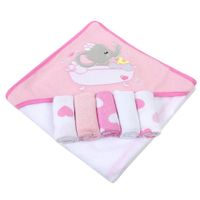 Set De Toalla De Baño Y Paños Diseño Elefante - Baby Essentials