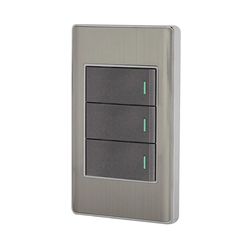 Switch Triple Acero Lisboa Con Tapa - Volteck