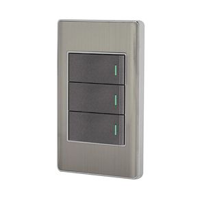 Switch Triple Acero Lisboa Con Tapa - Volteck