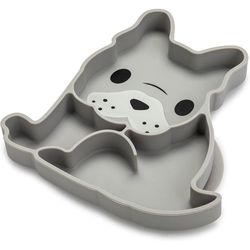 Plato De Silicona Con Divisiones Diseño Bulldog - Melii