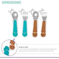Juego De Cucharas Y Tenedores Diseño Oso Y Tiburón 4 Pzas - Melii