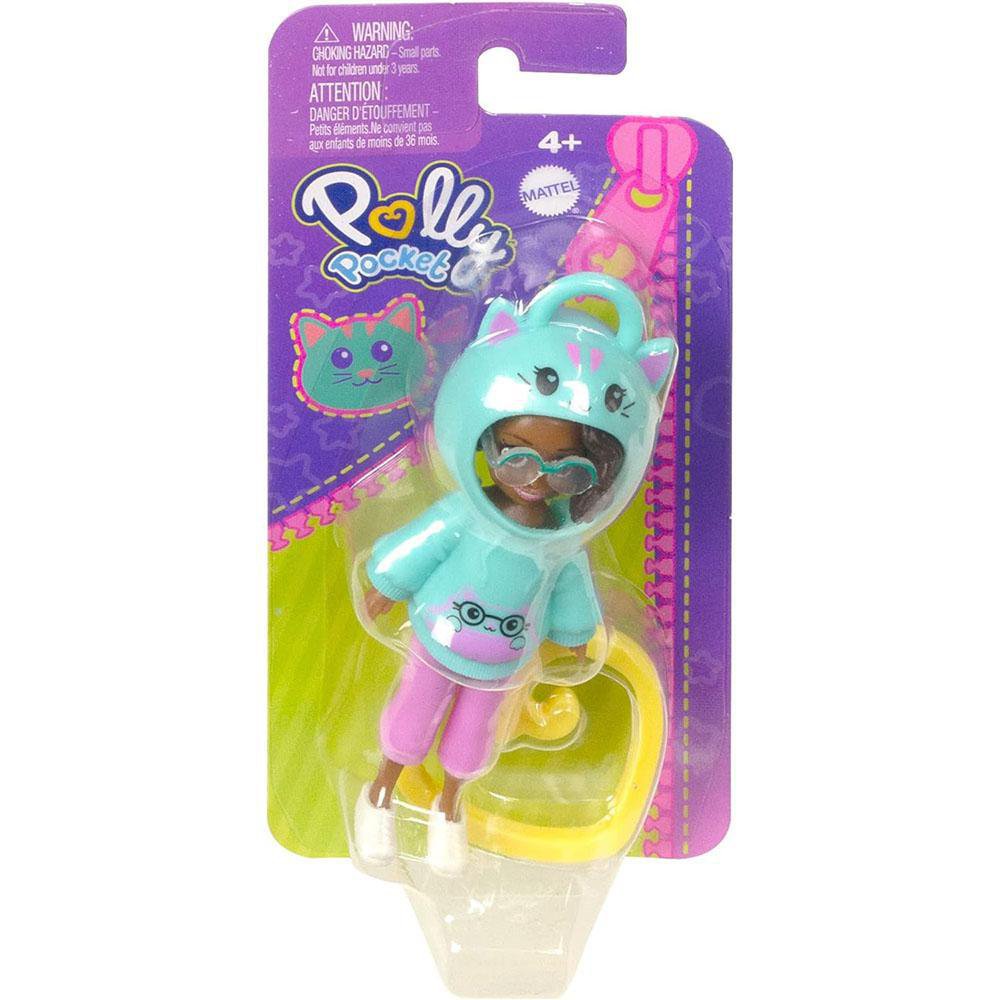 Muñeca Polly Pocket con Sudadera de Gato Polly Pocket Muñeca con Capucha de Gato 8 Cm