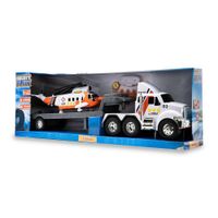 Camión Con Plataforma Y Helicóptero - Mighty Fleet