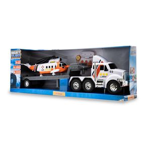 Camión Con Plataforma Y Helicóptero - Mighty Fleet
