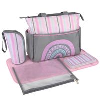 Pañalera Diseño Rayas Rosada Y Gris - Baby Essentials