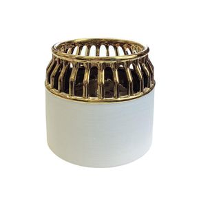 Maceta Blanca Con Dorado 15x13.5x15 Cm - Casa Bella