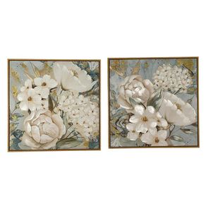 Cuadro Con Flores Blancas Y Fondo Azul 60x3.5x60 Cm Diseños Surtidos - Concepts