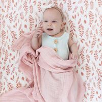 Sábana Cobertora Para Cuna Hojas Rosadas - Bebe Au Lait
