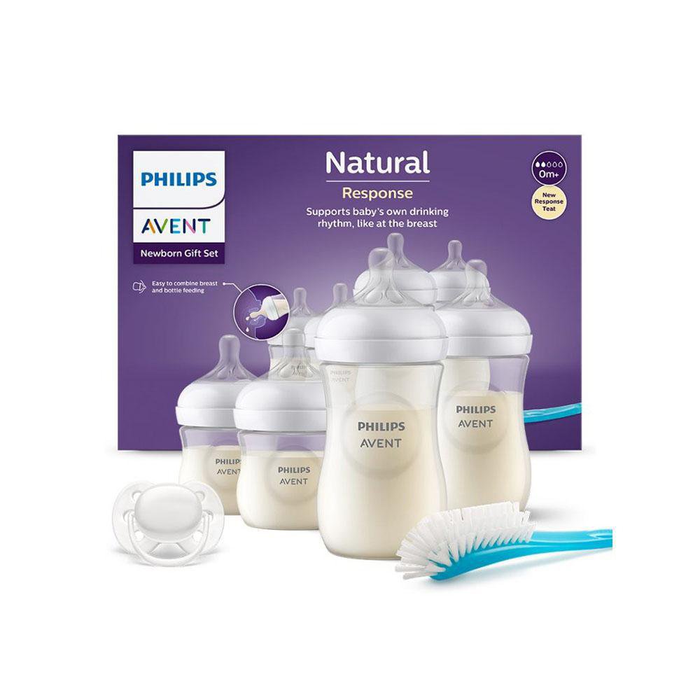 Set de Pachas Philips Natural Response con Cuello Ancho y Accesorios para Recién Nacido de…